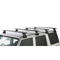 Rhino Rack JA2787 Vortex RL150 Black 4 Bar Roof Rack for Toyota Land Cruiser 5dr 76 Series Wagon with Rain Gutter (2007 onwards) - Gutter Mount
