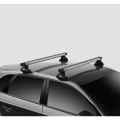 Thule SlideBar Evo Silver 2 Bar Roof Rack for Nissan Navara NP300 4dr Ute NP300 with Bare Roof (2015 onwards) - Clamp Mount