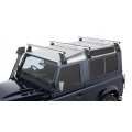Rhino Rack JA0905 Heavy Duty RL210 Silver 3 Bar Roof Rack for Land Rover Defender 90 3dr SUV with Rain Gutter (1990 to 2020) - Gutter Mount