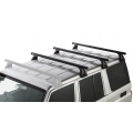 Rhino Rack JA0834 Heavy Duty RL150 Black 3 Bar Roof Rack for Toyota Land Cruiser 5dr 76 Series Wagon with Rain Gutter (2007 onwards) - Gutter Mount