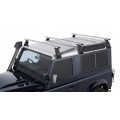 Rhino Rack JA2854 Vortex RL210 Silver 3 Bar Roof Rack for Land Rover Defender 90 3dr SUV with Rain Gutter (1990 to 2020) - Gutter Mount