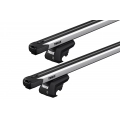 Thule SlideBar Evo Silver 2 Bar Roof Rack for Mercedes Benz C Class W203 5dr Wagon with Raised Roof Rail (2000 to 2007) - Raised Rail Mount