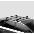 Thule SquareBar Evo Black 2 Bar Roof Rack for BMW X5 E53 5dr SUV with Raised Roof Rail (2000 to 2007) - Raised Rail Mount