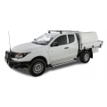 Rhino Rack JA8808 Heavy Duty RLT600 Ditch Mount Black 1 Bar Roof Rack (Front) for Mitsubishi Triton MQ-MR Extra Cab Ute with Bare Roof (2015 to 2024) - Factory Point Mount
