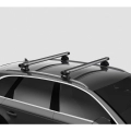 Thule SlideBar Evo Silver 2 Bar Roof Rack for Volkswagen Passat B8 5dr Wagon with Flush Roof Rail (2015 onwards) - Flush Rail Mount