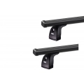 Thule 751 SquareBar Evo Black 2 Bar Roof Rack for Fiat Ducato L1H1 (III) 2dr SWB Low Roof with Factory Mounting Point (2006 to 2014) - Factory Point Mount