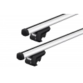 Thule ProBar Evo Silver 2 Bar Roof Rack for Volkswagen Passat B7 5dr Wagon with Raised Roof Rail (2010 to 2015) - Raised Rail Mount