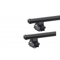Thule 754 SquareBar Evo Black 2 Bar Roof Rack for Mercedes Benz 200-500 W124 5dr Wagon with Bare Roof (1985 to 1995) - Clamp Mount