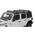 Rhino Rack JB0105 Heavy Duty RL110 Black 3 Bar Roof Rack for Jeep Wrangler JL 4dr SUV with Rain Gutter (2019 onwards) - Gutter Mount