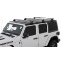 Rhino Rack JB0102 Vortex RL110 Silver 3 Bar Roof Rack for Jeep Wrangler JL 4dr SUV with Rain Gutter (2019 onwards) - Gutter Mount