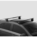 Thule SquareBar Evo Black 2 Bar Roof Rack for Mercedes Benz C Class W204 4dr Sedan with Bare Roof (2007 to 2014) - Factory Point Mount
