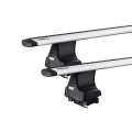 Thule 754 WingBar Evo Silver 2 Bar Roof Rack for Mercedes Benz 200-500 W124 4dr Sedan with Bare Roof (1985 to 1995) - Clamp Mount
