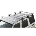 Rhino Rack JA0903 Heavy Duty RL150 Silver 3 Bar Roof Rack for Toyota Land Cruiser 5dr 76 Series Wagon with Rain Gutter (2007 onwards) - Gutter Mount