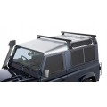 Rhino Rack JA0804 Heavy Duty RL210 Black 2 Bar Roof Rack for Land Rover Defender 90 3dr SUV with Rain Gutter (1990 to 2020) - Gutter Mount