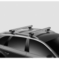 Thule SlideBar Evo Silver 2 Bar Roof Rack for Mercedes Benz M Class W163 5dr SUV with Raised Roof Rail (1998 to 2005) - Raised Rail Mount