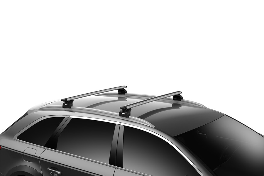 Thule 753 Wingbar Evo Silver Roof Racks for Jaguar XF SportBrake 5dr Wagon with Flush Roof Rail (2012 to 2016) - Flush Rail Mount