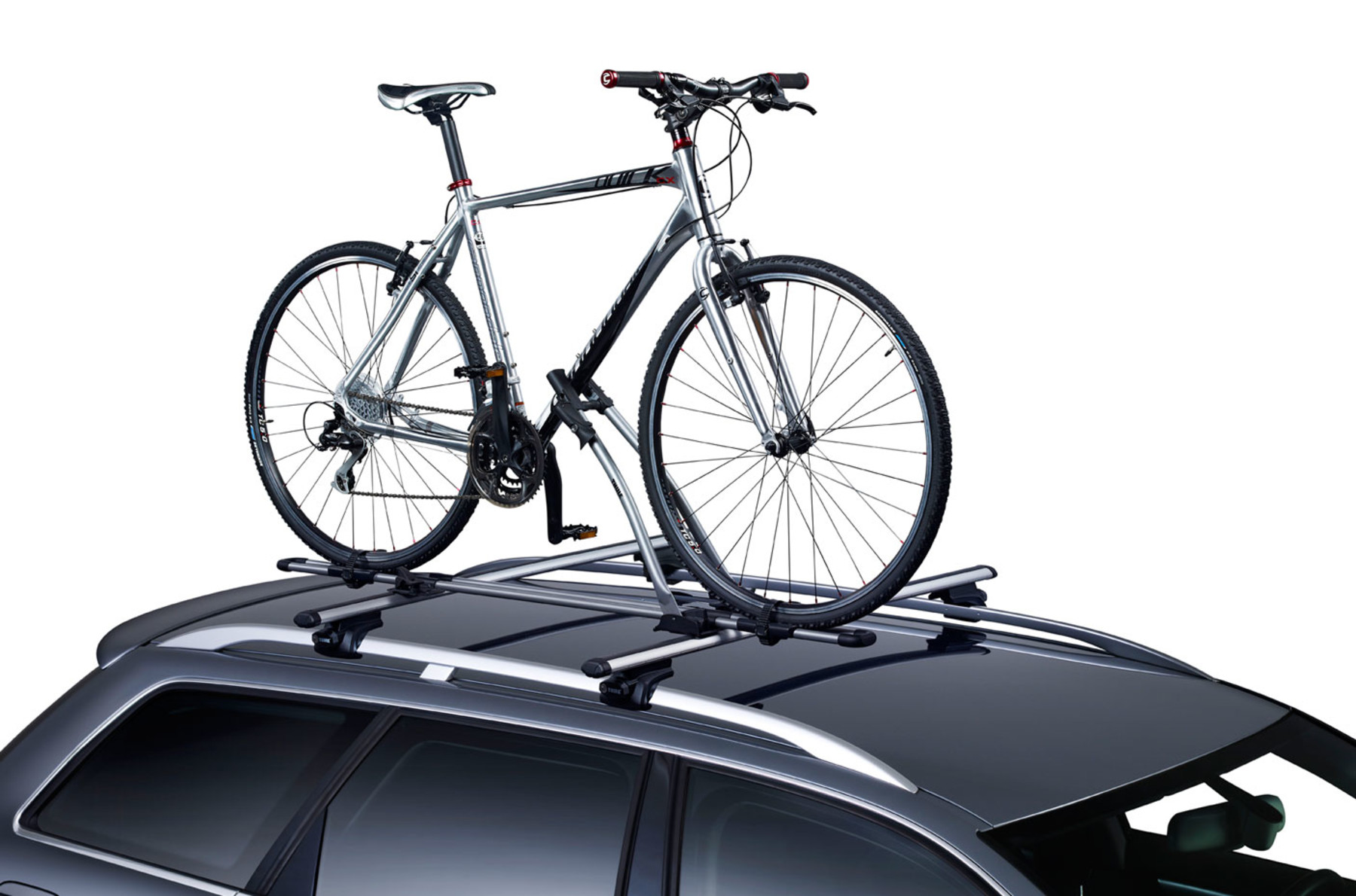 Thule FreeRide 532 silver roof mounted bike carrier x 2 with