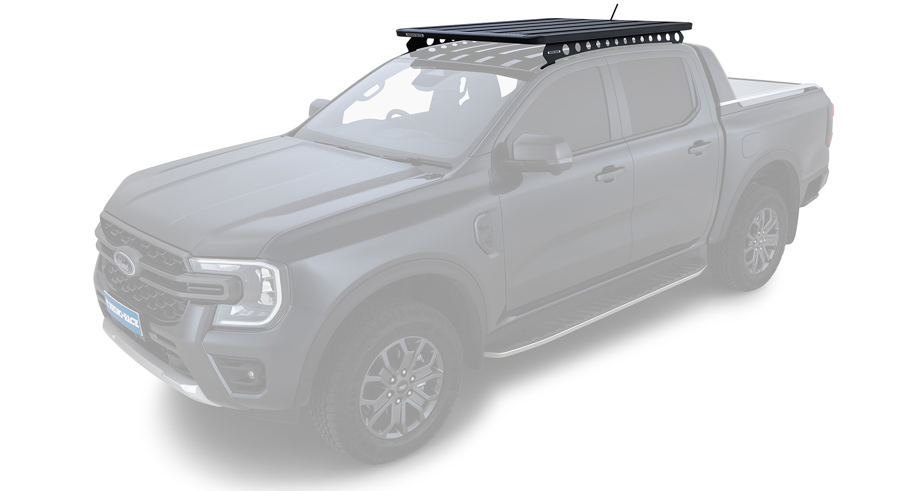 Rhino Rack JC-01542 Pioneer Platform (1528mm x 1236mm) with Backbone for Ford Ranger P703 4dr Ute with Bare Roof (2022 onwards) - Factory Point Mount