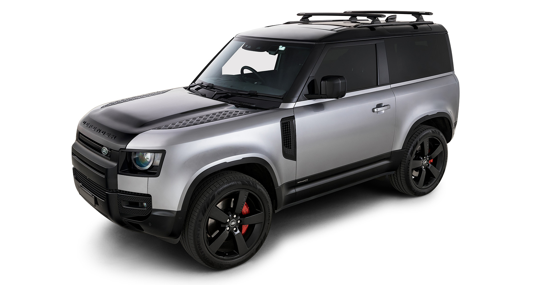 Rhino Rack JC-01594 Vortex RCH-RCL Black 2 Bar Roof Rack for Land Rover Defender 130 Gen2 5dr SUV with Factory Fitted Track (2023 onwards) - Factory Point Mount