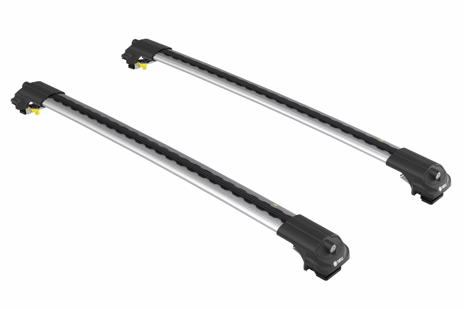 Turtle Air1 Silver 2 Bar for Jeep Cherokee KL 5dr SUV with Raised Roof Rail (2014 onwards)