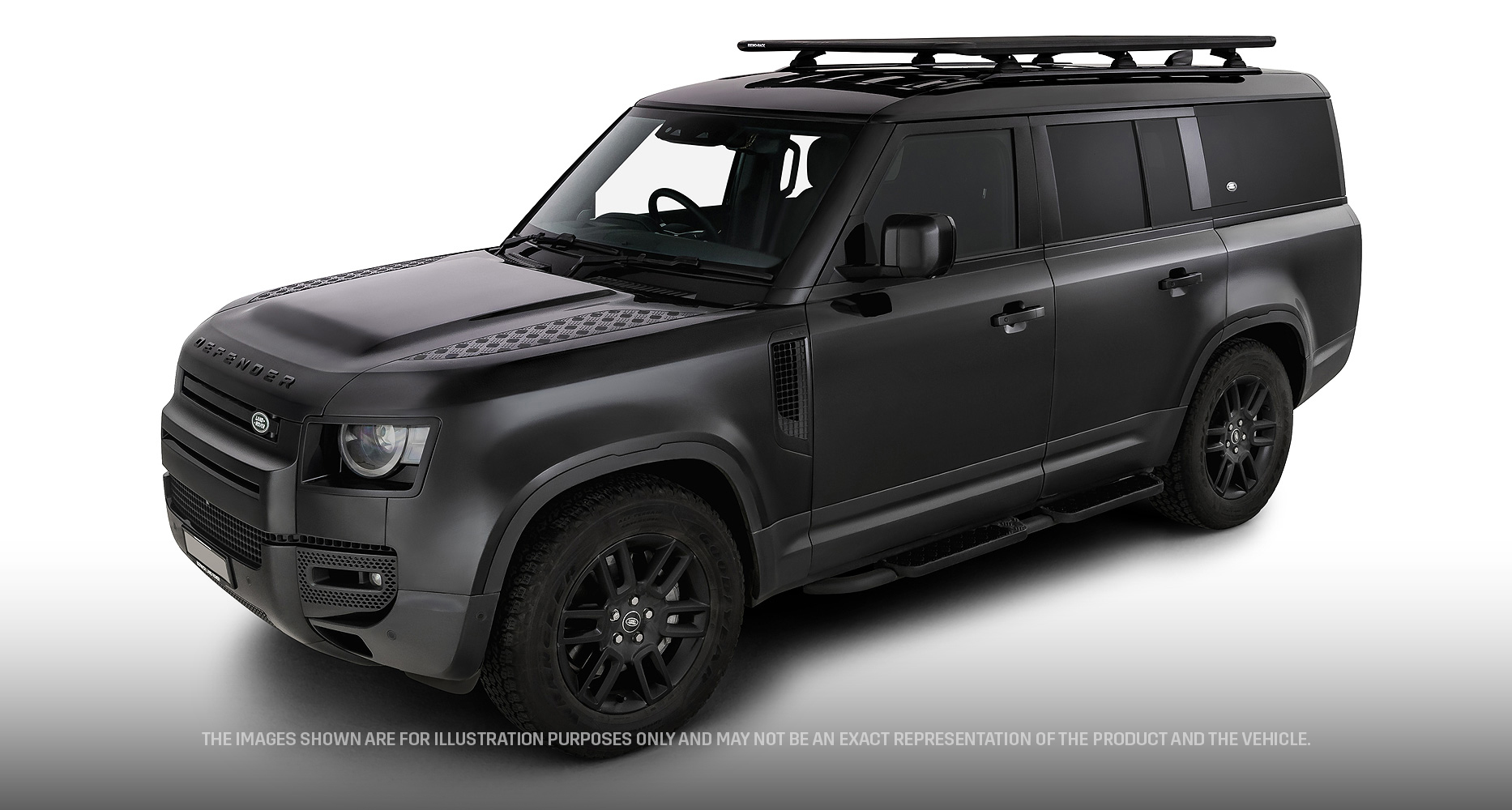 Rhino Rack JC-01930 Pioneer 6 Platform (2100mm x 1240mm) with RCL Legs for Land Rover Defender 90 Gen2 3dr SUV with Factory Fitted Track (2020 onwards) - Factory Point Mount