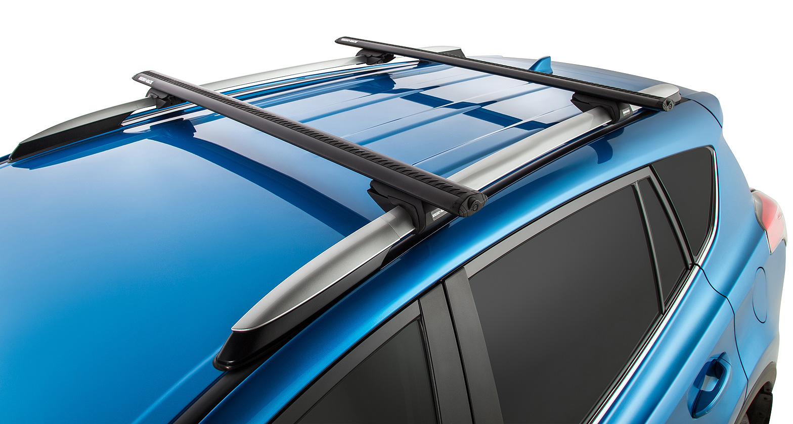 Rhino Rack JA2269 Vortex SX Black 2 Bar Roof Rack for Toyota Rav 4 XA40 5dr SUV with Raised Roof Rail (2013 to 2018) - Raised Rail Mount