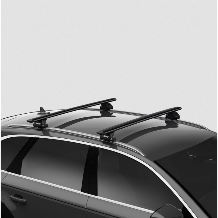 Thule WingBar Evo Black 2 Bar Roof Rack for Subaru Outback 5th Gen 5dr Wagon with Flush Roof Rail (2014 to 2020) - Flush Rail Mount