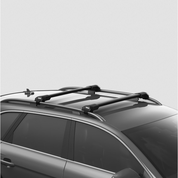 Thule WingBar Edge Silver 2 Bar Roof Rack for Volkswagen Tiguan MK II 5dr SUV with Raised Roof Rail (2016 onwards) - Raised Rail Mount