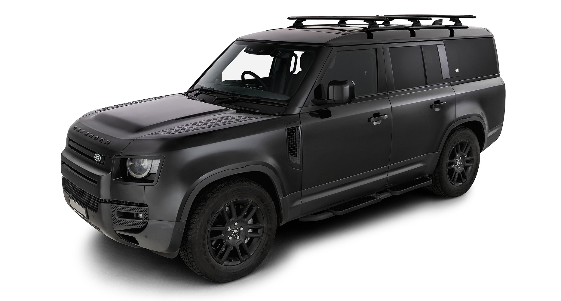 Rhino Rack JC-01926 Vortex RCL Black 3 Bar Roof Rack for Land Rover Defender 90 Gen2 3dr SUV with Factory Fitted Track (2020 onwards) - Factory Point Mount