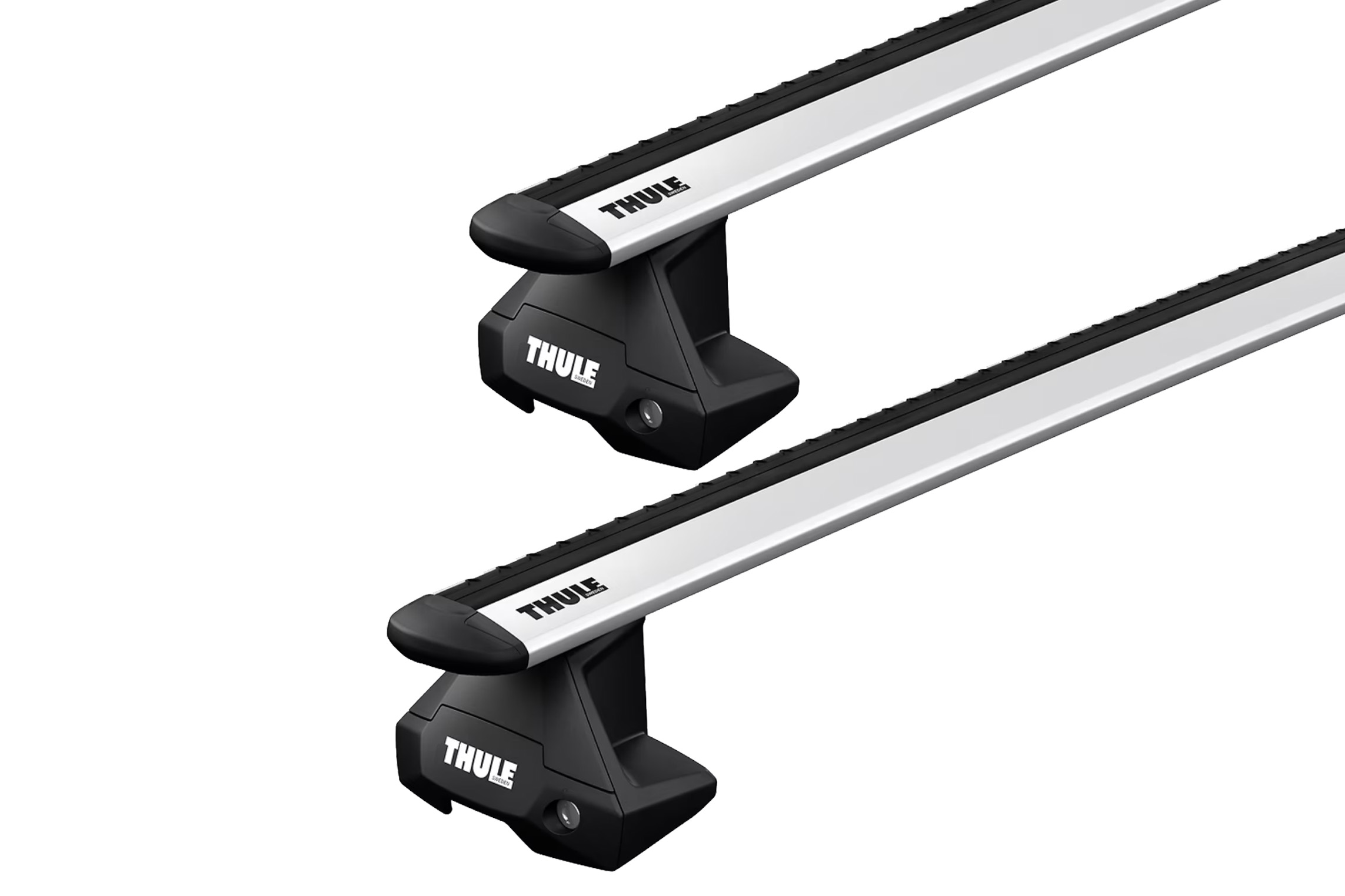 Thule WingBar Evo Silver 2 Bar Roof Rack for Ford Ranger PX-PX2-PX3 4dr Ute with Bare Roof (2011 to 2022) - Clamp Mount