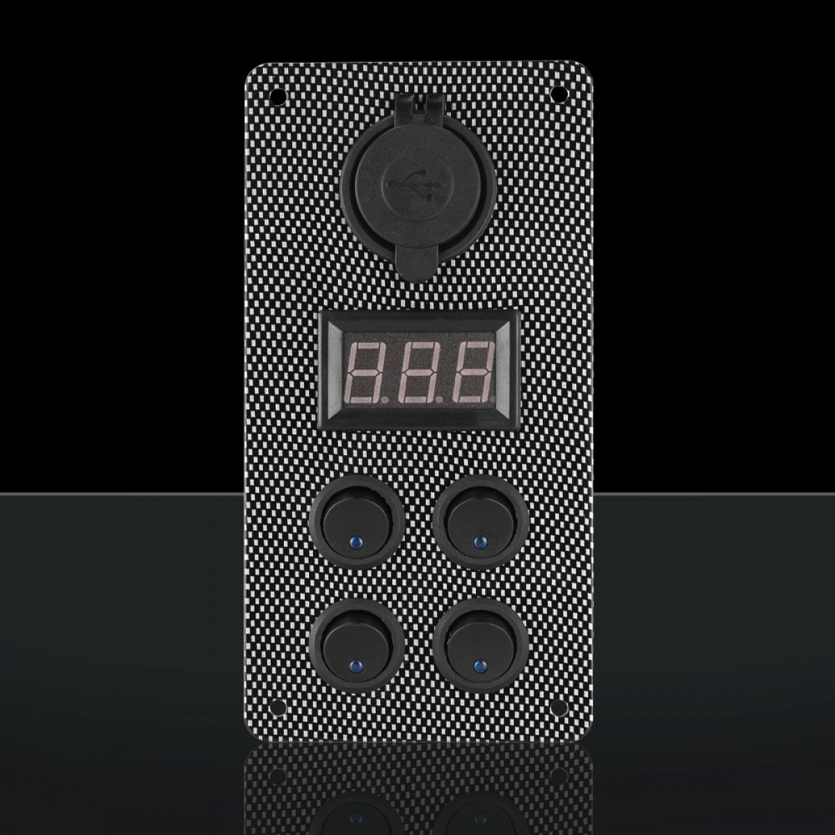 Stedi Carbon Switch Panel With USB And Digital Volt Meter CARBON-PANEL