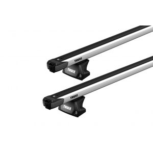 Thule SlideBar Evo Silver 2 Bar Roof Rack for Citroen C4 Grand Picasso 5dr Wagon with Flush Roof Rail (2013 to 2022) - Flush Rail Mount