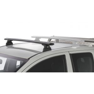 Rhino Rack JA8806 Vortex RLT600 Ditch Mount Black 1 Bar Roof Rack (Front) for Mitsubishi Triton MQ-MR Extra Cab Ute with Bare Roof (2015 to 2024) - Factory Point Mount