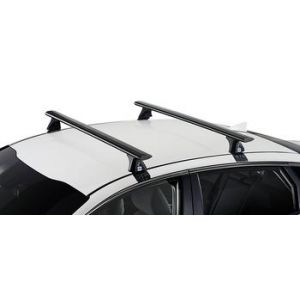 CRUZ Airo T Black 2 Bar Roof Rack for Nissan Navara D22 4dr Ute D22 with Bare Roof (1997 to 2015) - Clamp Mount