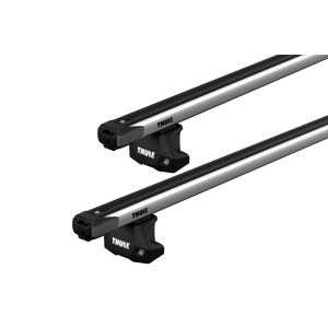 Thule SlideBar Evo Silver 2 Bar Roof Rack for Fiat Ducato L1H1 (III) 5dr SWB Low Roof with Bare Roof (2006 to 2014) - Factory Point Mount