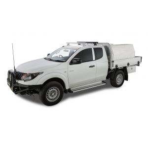 Rhino Rack JA8812 Heavy Duty RLT600 Ditch Mount Black 1 Bar Roof Rack (Rear) for Mitsubishi Triton MQ-MR Extra Cab Ute with Bare Roof (2015 to 2024) - Factory Point Mount