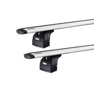 Thule 753 WingBar Evo Silver 2 Bar Roof Rack for Volvo V60 5dr Wagon with Flush Roof Rail (2015 to 2018) - Flush Rail Mount