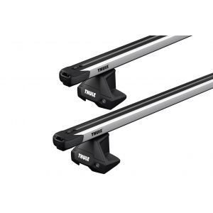 Thule 7105 SlideBar Evo Silver 2 Bar Roof Rack for Volkswagen Golf MK VII 5dr Hatch with Bare Roof (2012 to 2018) - Clamp Mount
