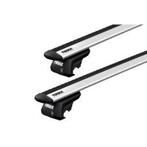 Thule 7104 WingBar Evo Silver 2 Bar Roof Rack for Volkswagen Caddy MK III 4dr SWB with Raised Roof Rail (2004 to 2015) - Raised Rail Mount