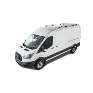 Rhino Rack JA6342 Heavy Duty RLTP Silver 4 Bar Roof Rack for Ford Transit L3H3 (V) 4dr LWB High Roof with Factory Mounting Point (2014 onwards) - Factory Point Mount
