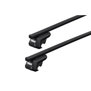 Thule SquareBar Evo Black 2 Bar Roof Rack for Mercedes Benz E Class W124 5dr Wagon with Raised Roof Rail (1985 to 1995) - Raised Rail Mount