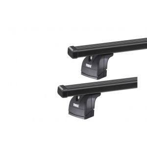 Thule 753 SquareBar Evo Black 2 Bar Roof Rack for Volkswagen Polo MK III 5dr Hatch with Bare Roof (1994 to 2002) - Factory Point Mount