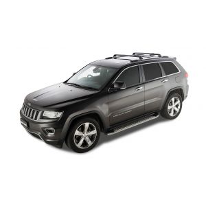 Rhino Rack RVP27 Vortex RVP Black 2 Bar Roof Rack for Jeep Grand Cherokee WK2 Steel Rails 5dr SUV with Flush Roof Rail (2011 to 2021) - Factory Point Mount