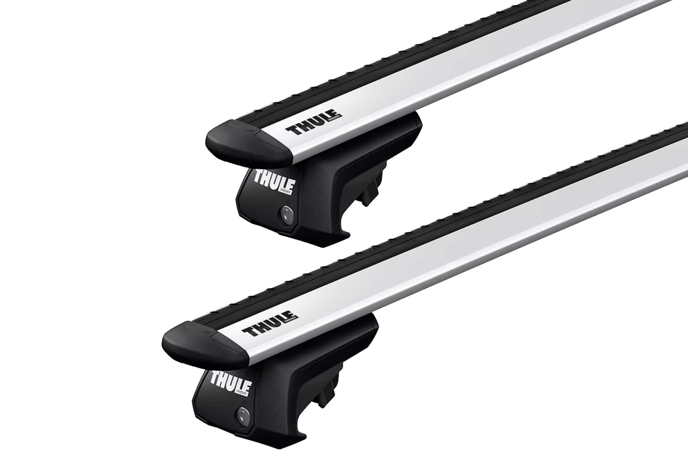 Thule WingBar Evo Silver 2 Bar Roof Rack for Subaru Forester SH 5dr SUV with Raised Roof Rail (2008 to 2012) - Raised Rail Mount