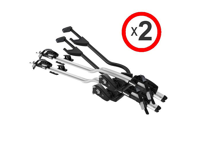 Thule ProRide 598 silver roof mounting bike carrier x 2 with matching locks
